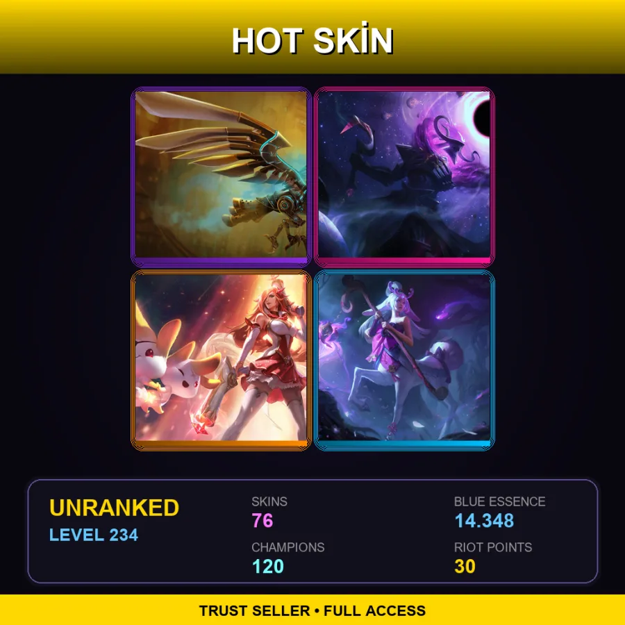 RU | Lv234 | Unranked | 76 Skin | 120 Champ — LoL account