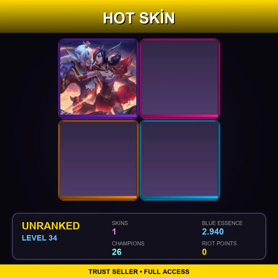 EUW | Lv34 | Unranked | 1 Skin | 26 Champ — LoL account