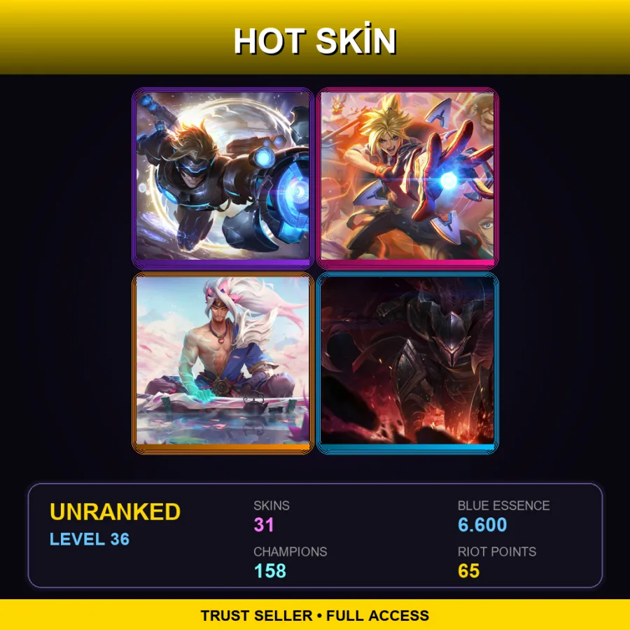 SG | Lv36 | Unranked | 31 Skin | 158 Champ