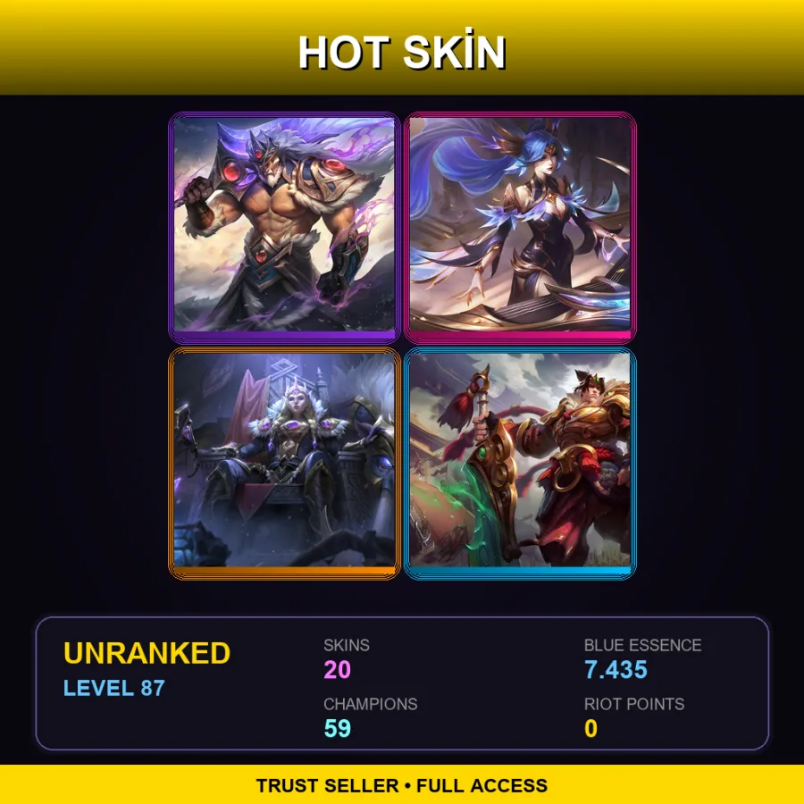 LAN | Lv87 | Unranked | 20 Skin | 59 Champ