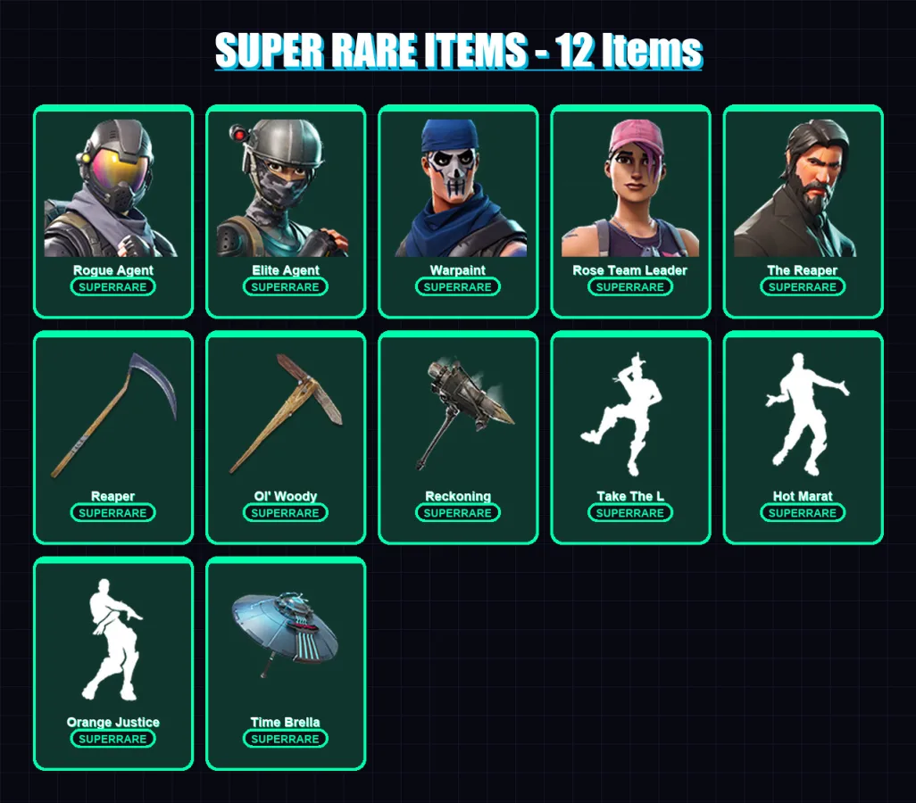 [PC/PSN] | Rogue Agent | Elite Agent | Warpaint | Rose Team Leader | The Reaper | 51 skin | 40 pickaxe | 41 emote | 51 glider | Lv640 — Fortnite account