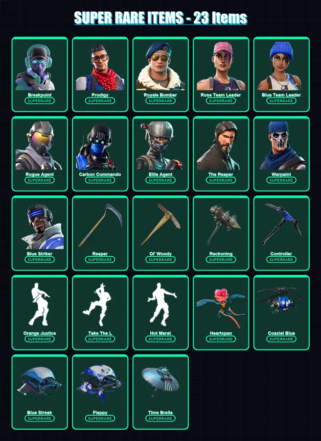 [PC/XBOX/PSN] | Breakpoint | Prodigy | Royale Bomber | Rose Team Leader | Blue Team Leader | 137 skin | 91 pickaxe | 86 emote | 81 glider | Lv814 — Fortnite account