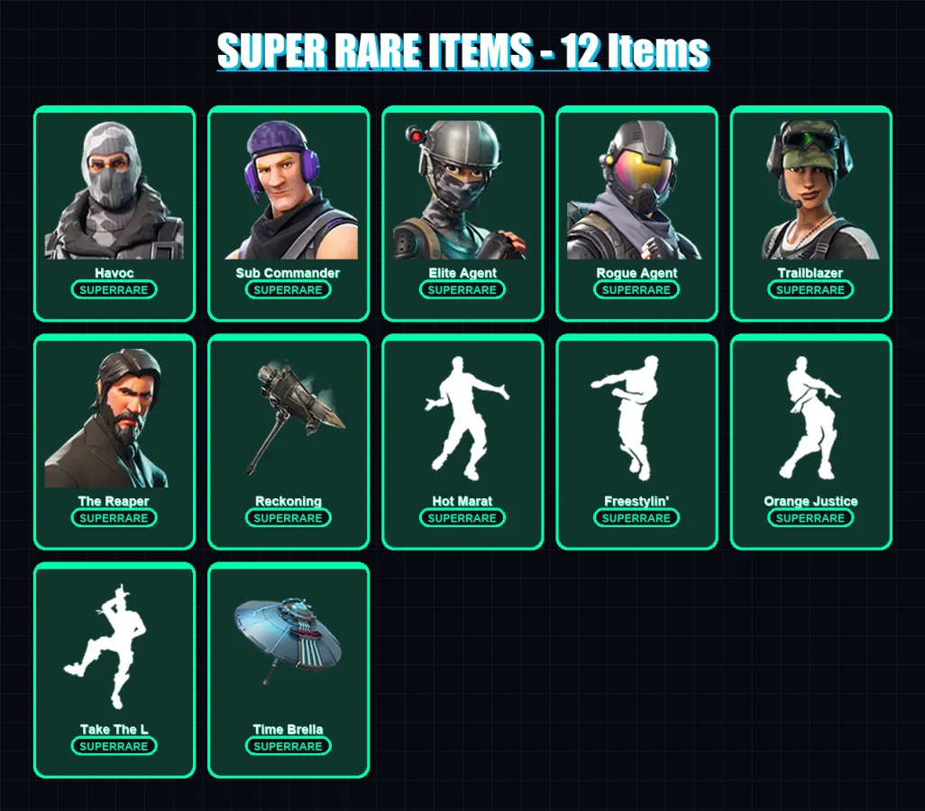 [PC/XBOX] | Havoc | Sub Commander | Elite Agent | Rogue Agent | Trailblazer | 74 skin | 69 pickaxe | 74 emote | 79 glider | Lv1166