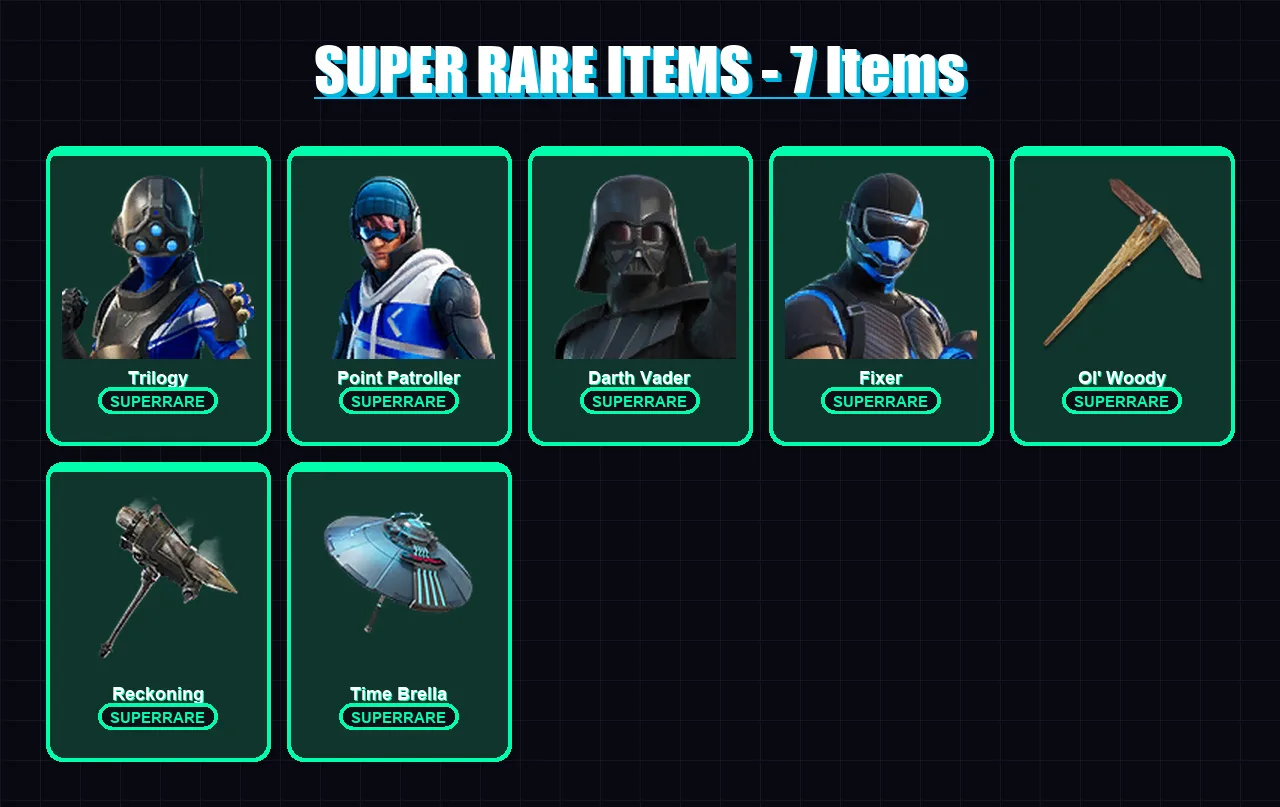 [PC/XBOX] | Trilogy | Point Patroller | Darth Vader | Fixer | Deadpool | 127 skin | 149 pickaxe | 114 emote | 137 glider | Lv1647