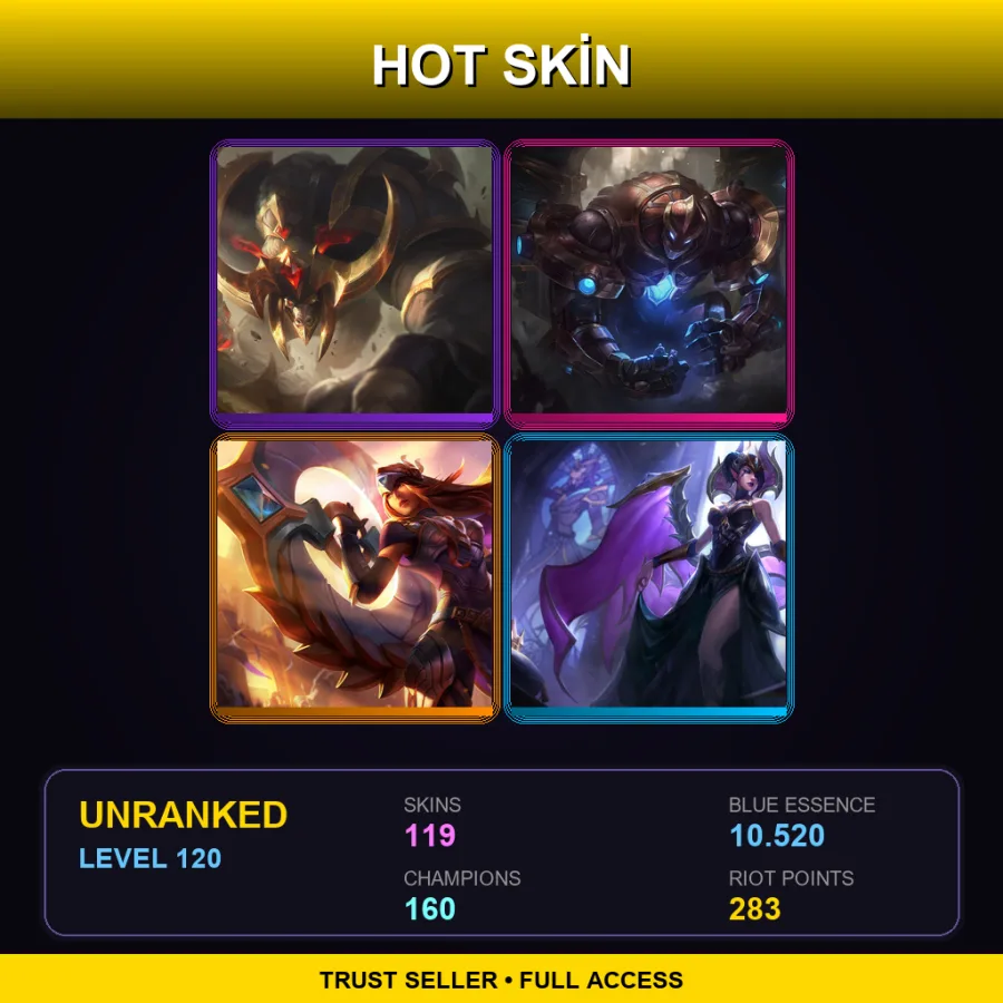VN | Lv120 | Unranked | 119 Skin | 160 Champ — LoL account