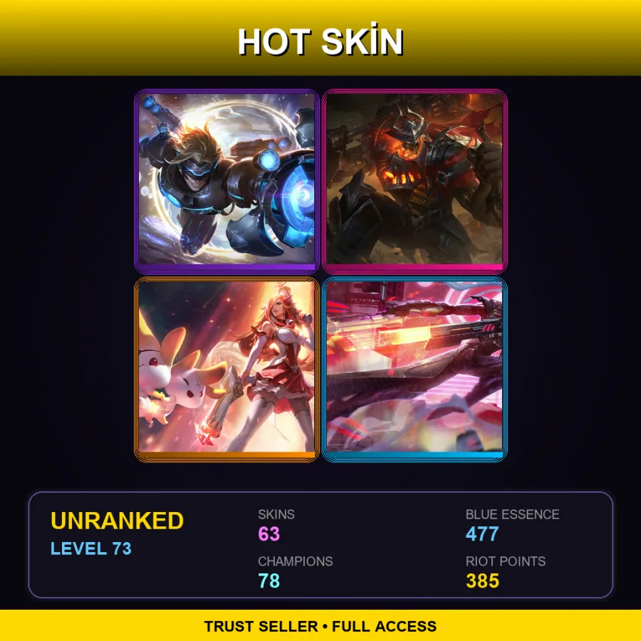 EUNE | Lv73 | Unranked | 63 Skin | 78 Champ — LoL account