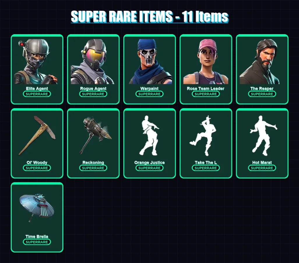 [PC/PSN] | Elite Agent | Rogue Agent | Warpaint | Rose Team Leader | The Reaper | 54 skin | 63 pickaxe | 57 emote | 53 glider | Lv823