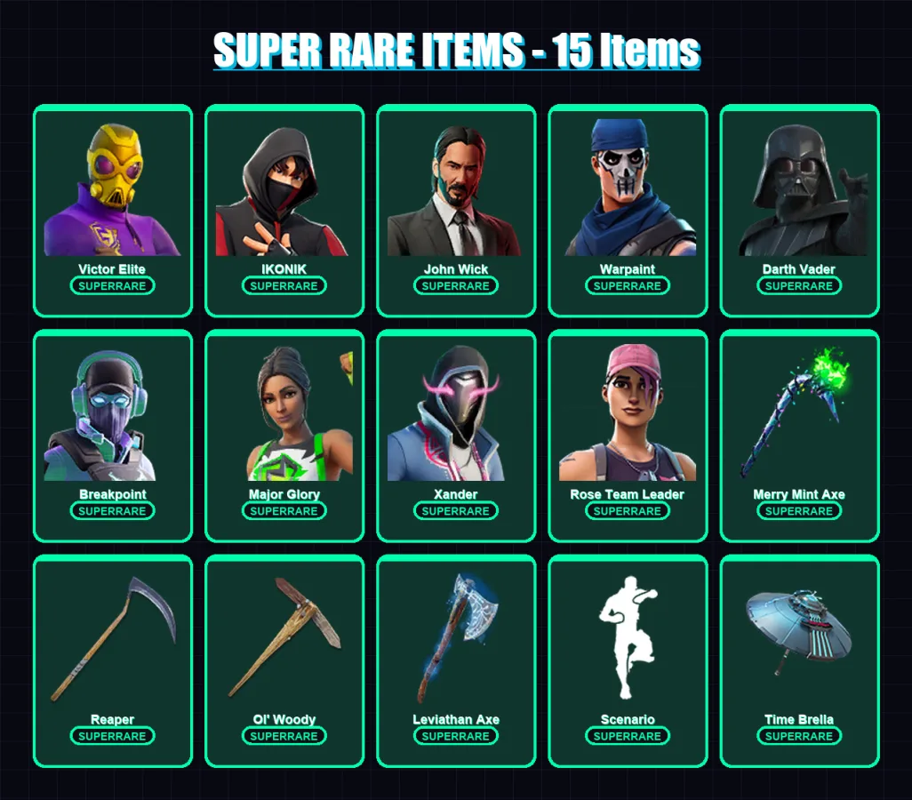 [PC/PSN] | Victor Elite | IKONIK | John Wick | Warpaint | Darth Vader | 413 skin | 358 pickaxe | 293 emote | 233 glider | Lv3840
