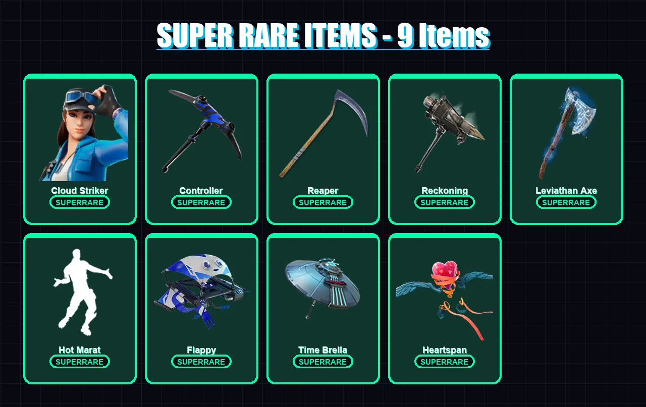 [PC/XBOX/PSN] | Cloud Striker | Valeria | Mecha Cuddle Master | The Prisoner | The Ice King | 106 skin | 99 pickaxe | 97 emote | 80 glider | Lv1212