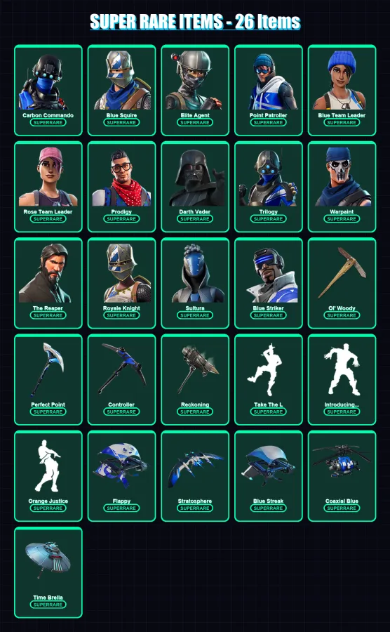[PS4/PS5/XBOX/PC] | Carbon Commando | Blue Squire | Elite Agent | 242 skin | Lv2609 — Fortnite account