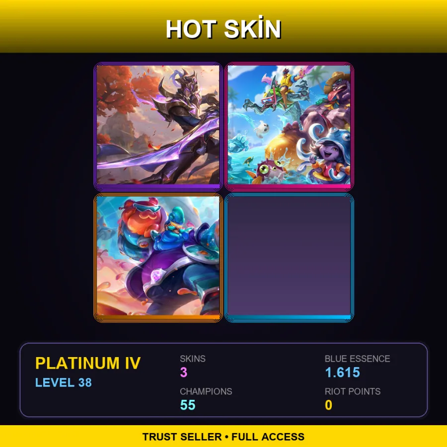 NA | Lv38 | Platinum IV | 3 Skin | 55 Champ