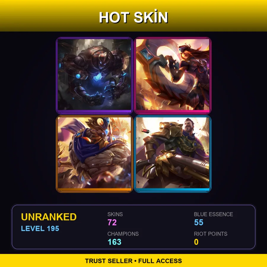 VN | Lv195 | Unranked | 72 Skin | 163 Champ