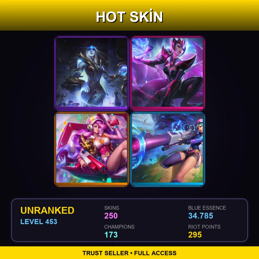 EUNE | Lv453 | Unranked | 250 Skin | 173 Champ — LoL account