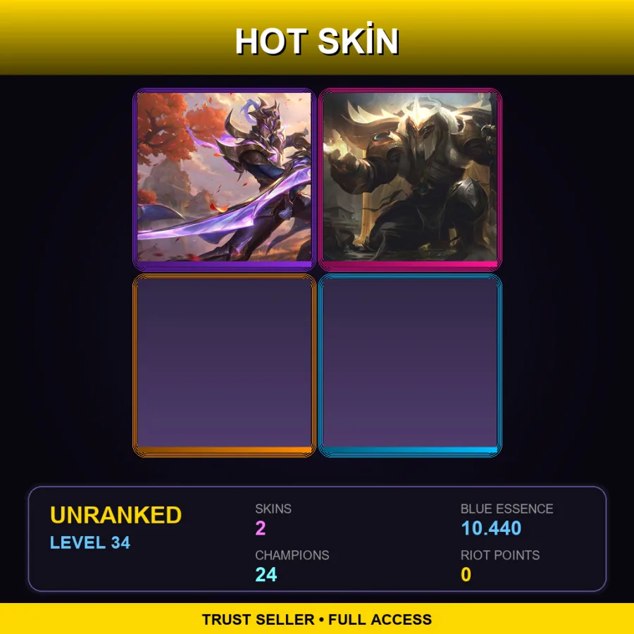 LAS | Lv34 | Unranked | 2 Skin | 24 Champ — Unranked / Smurf League of Legends