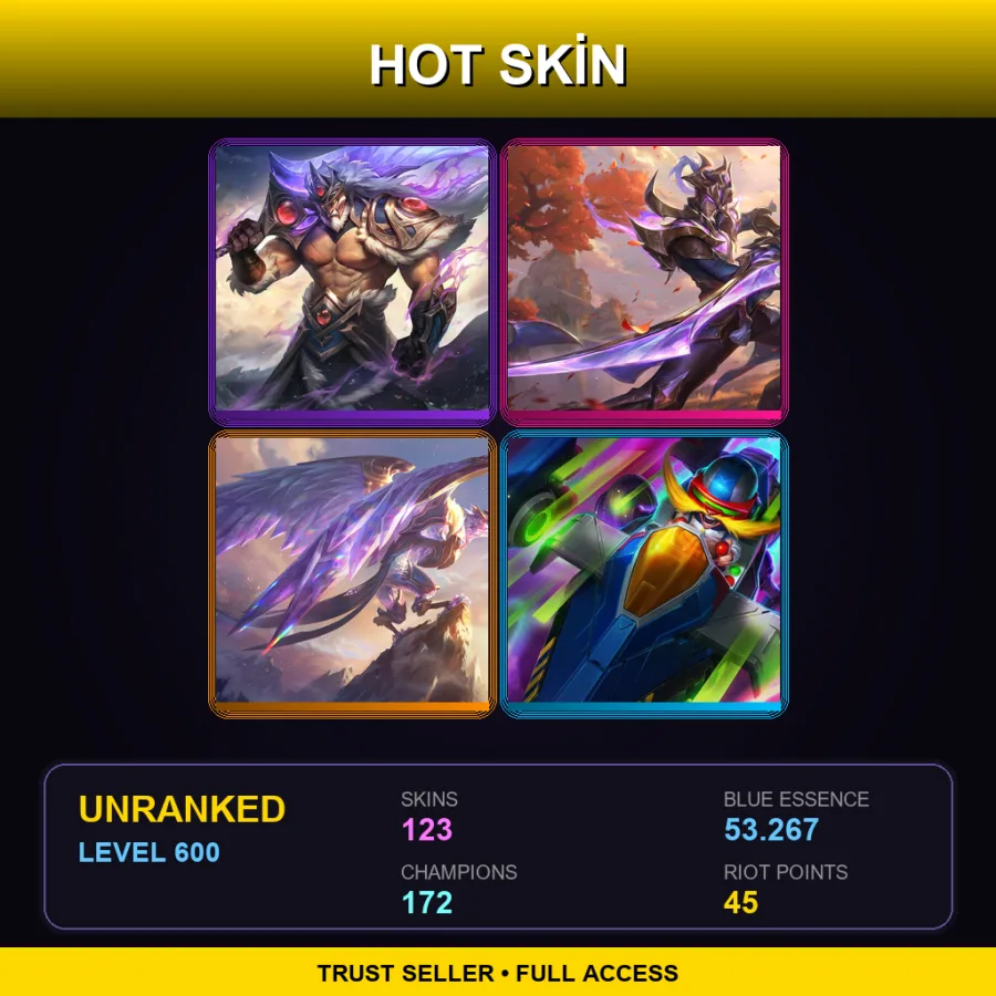 EUNE | Lv600 | Unranked | 123 Skin | 172 Champ