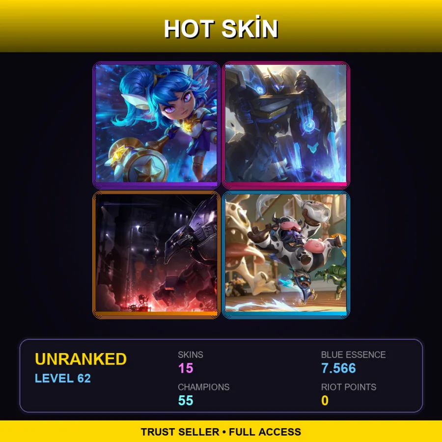 LAN | Lv62 | Unranked | 15 Skin | 55 Champ — Super Kennen