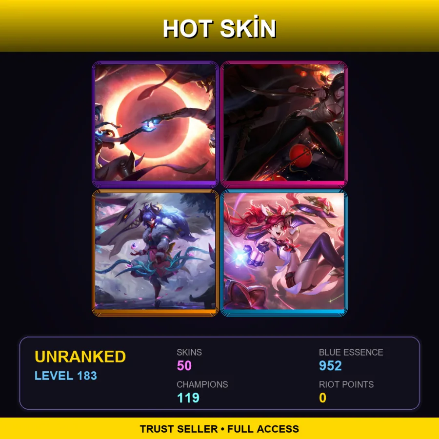 EUW | Lv183 | Unranked | 50 Skin | 119 Champ