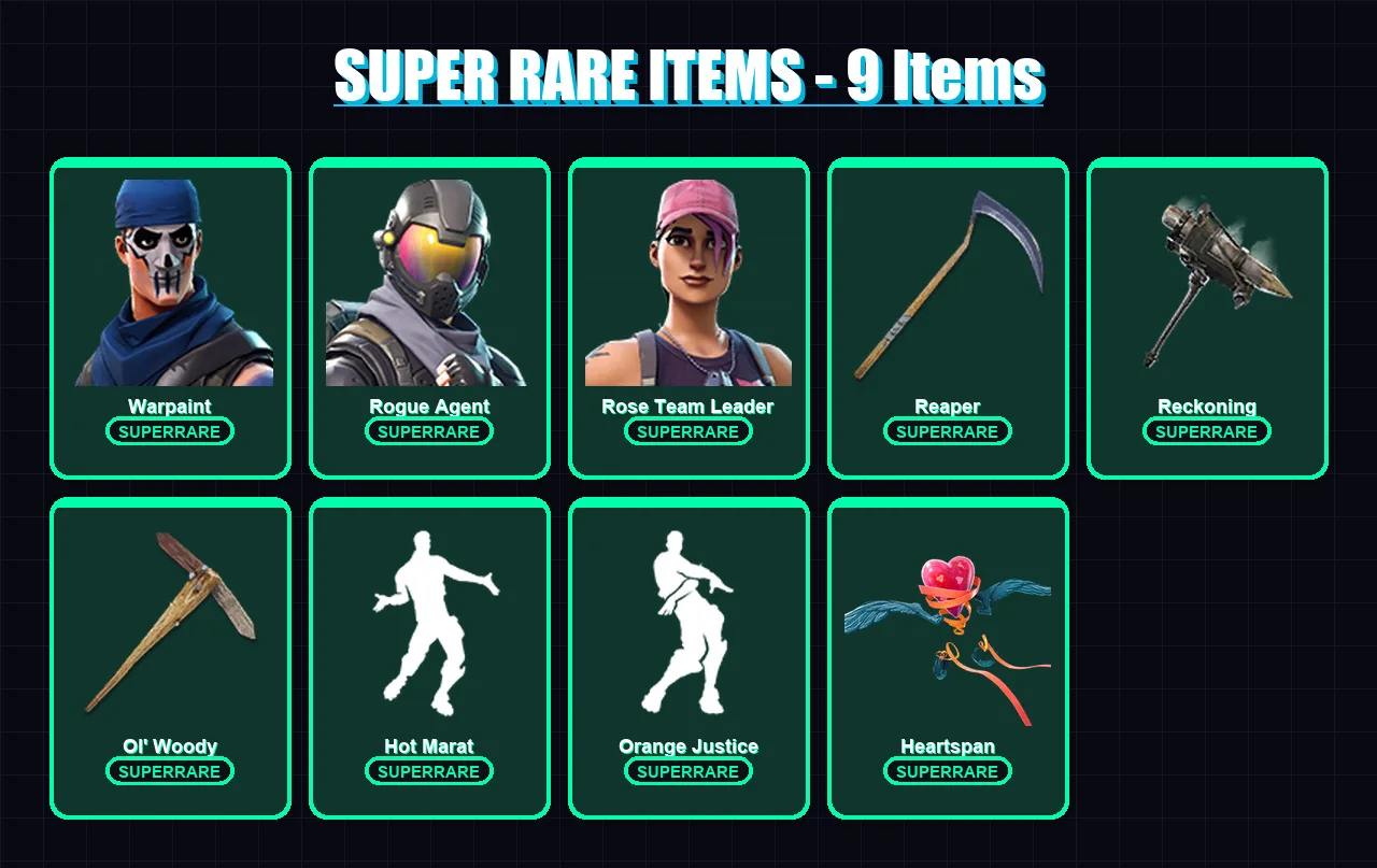 [PS4/PS5/XBOX/PC] | Warpaint | Rogue Agent | Rose Team Leader | Catalyst | Rex | 108 skin | 136 pickaxe | 116 emote | 120 glider | Lv1728