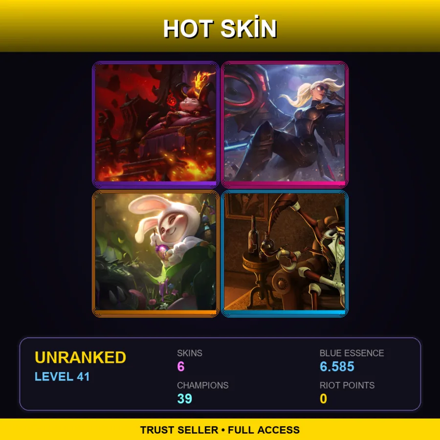 LAN | Little Devil Teemo | Riot Kayle | Cottontail Teemo | Gentleman Cho'Gath | 6 Skin | 39 Champ | Lv41