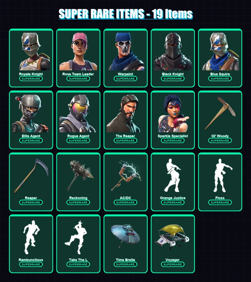 [PC/XBOX/PSN] | Royale Knight | Rose Team Leader | Warpaint | Black Knight | Blue Squire | 153 skin | 143 pickaxe | 135 emote | 119 glider | Lv1558 — Fortnite account