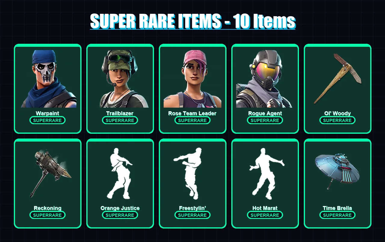 [PC] | Warpaint | Trailblazer | Rose Team Leader | Rogue Agent | Calamity | 61 skin | 81 pickaxe | 81 emote | 91 glider | Lv1137 — Game account