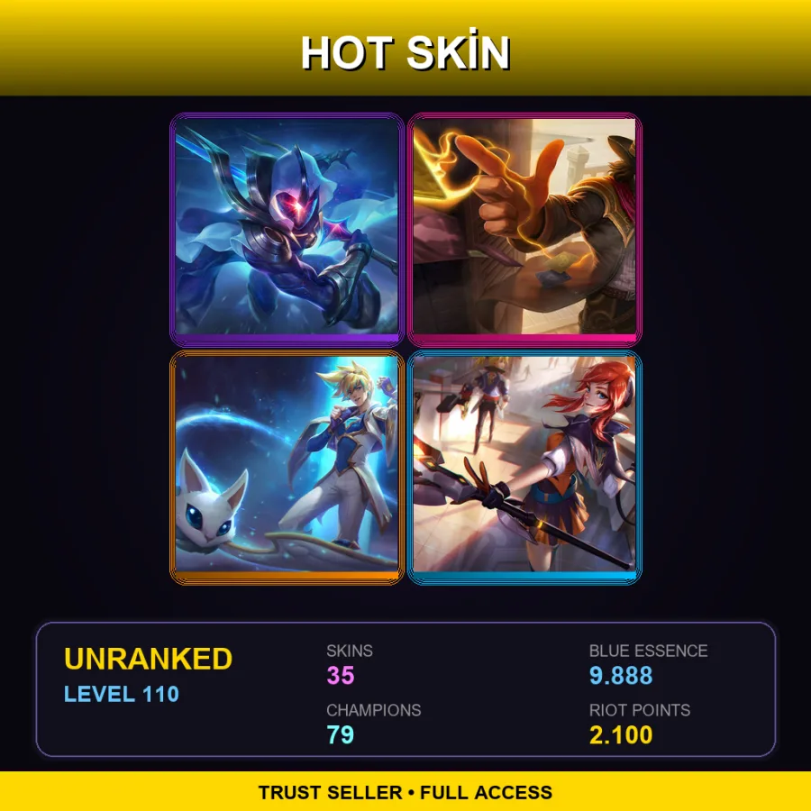 LAS | Lv110 | Unranked | 35 Skin | 79 Champ — LoL account