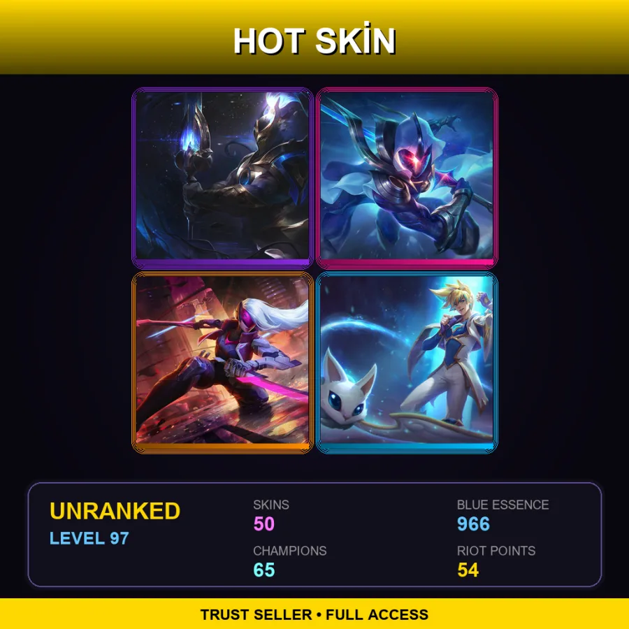EUW | Lv97 | Unranked | 50 Skin | 65 Champ