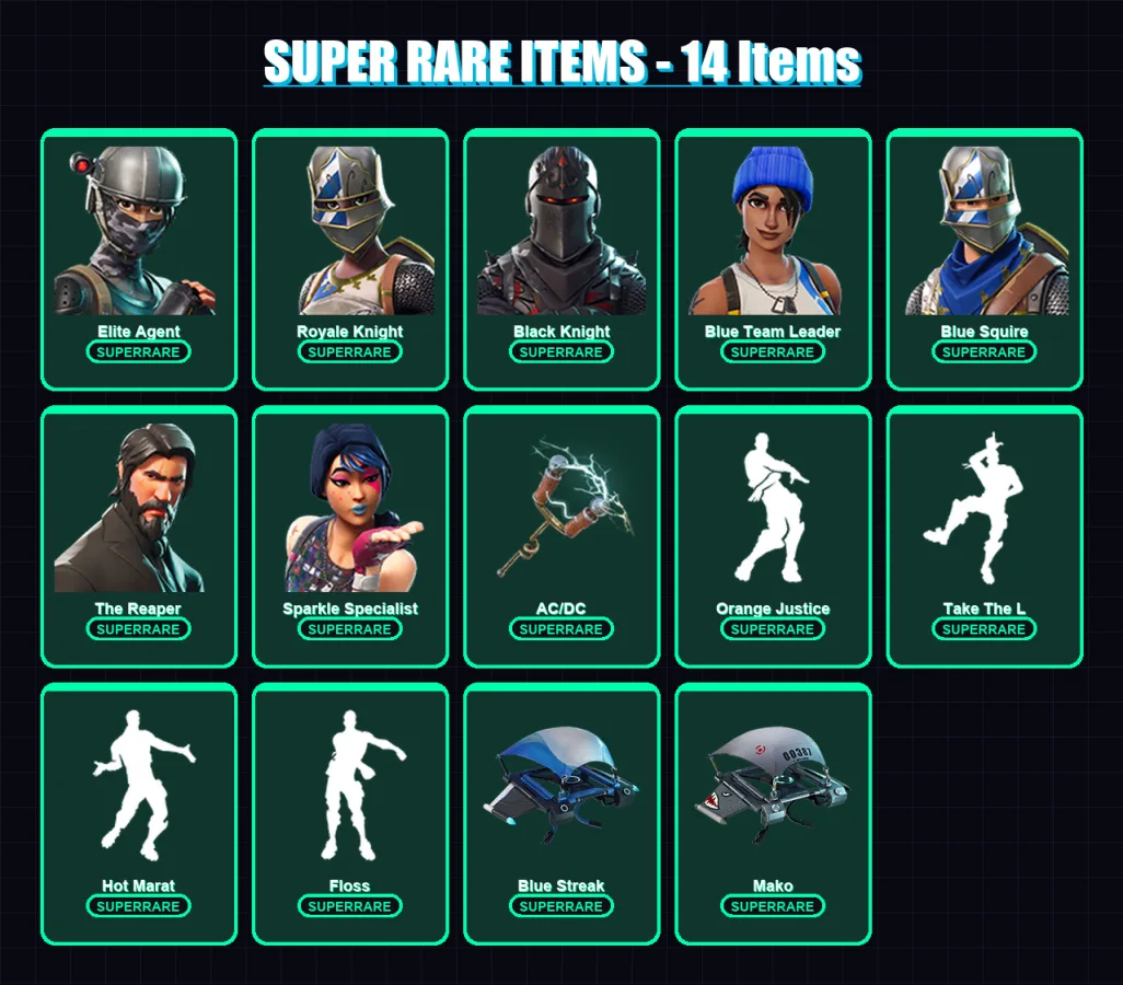 [PS4/PS5/XBOX/PC] | Elite Agent | Royale Knight | Black Knight | Blue Team Leader | Blue Squire | 35 skin | 29 pickaxe | 40 emote | 39 glider | Lv69