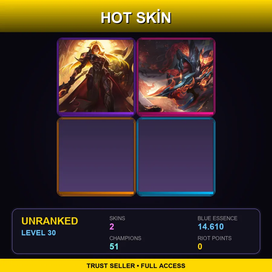 SG | Lv30 | Unranked | 2 Skin | 51 Champ — LoL account
