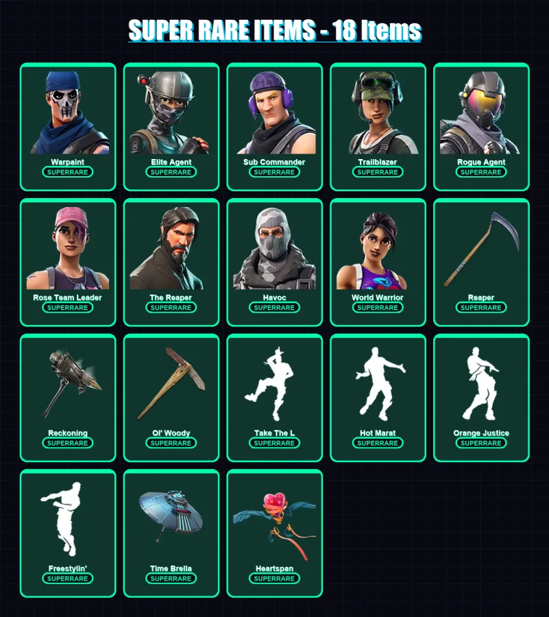 [PC/XBOX/PSN] | Warpaint | Elite Agent | Sub Commander | Trailblazer | Rogue Agent | 264 skin | 289 pickaxe | 191 emote | 211 glider | Lv2631