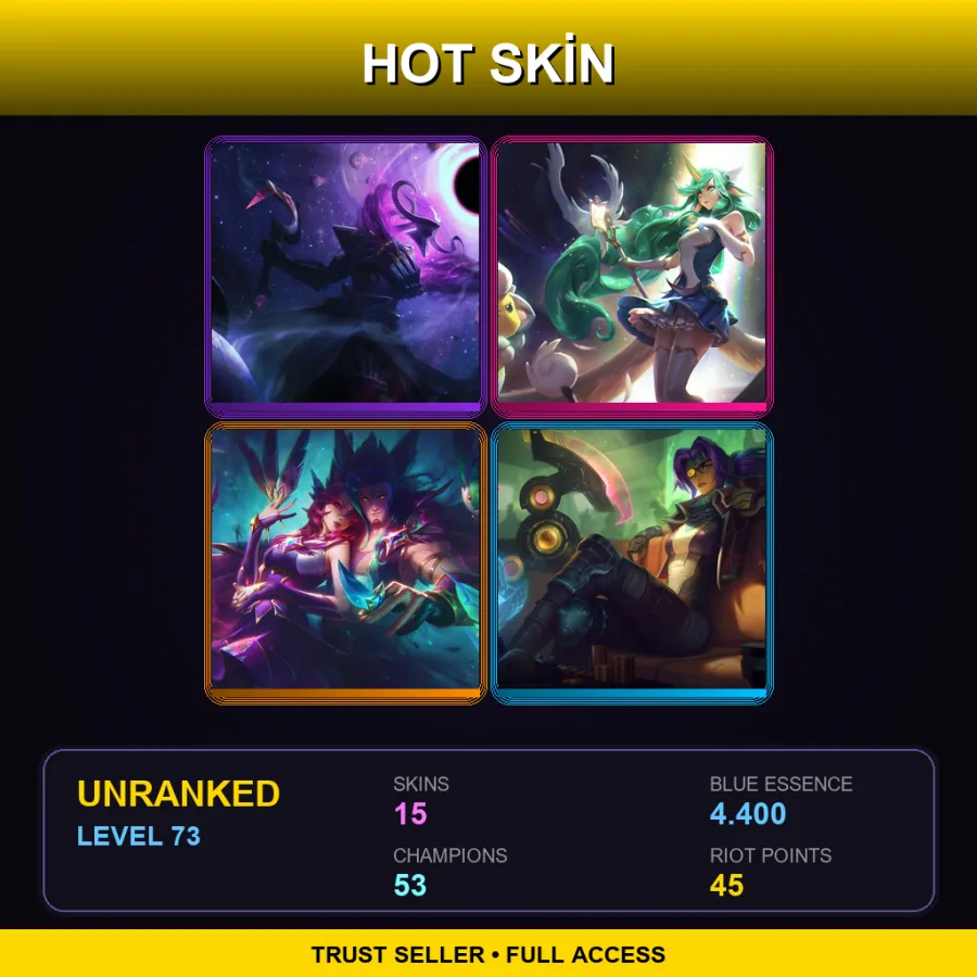 EUNE | Lv73 | Unranked | 15 Skin | 53 Champ — LoL account