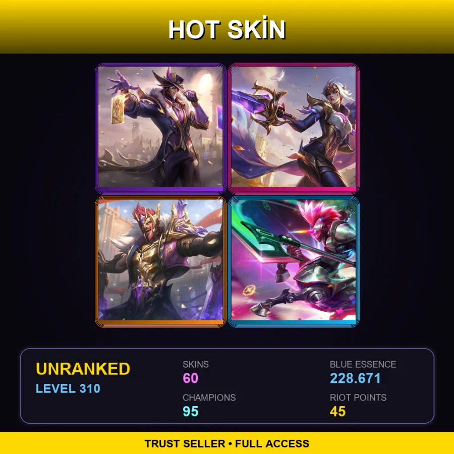 EUNE | Lv310 | Unranked | 60 Skin | 95 Champ — LoL account