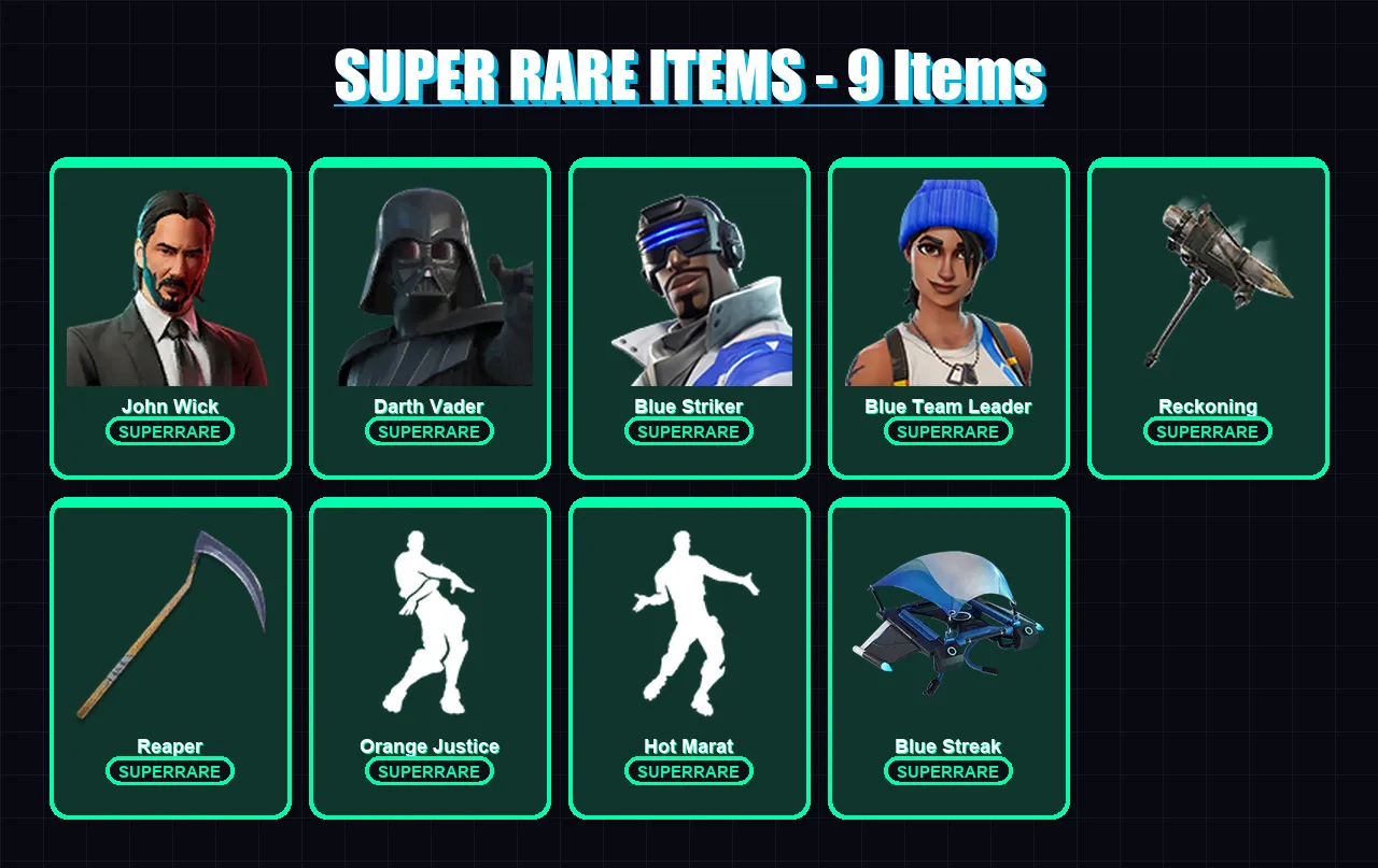 [PS4/PS5/XBOX/PC] | John Wick | Darth Vader | Blue Striker | Blue Team Leader | Wild Card | 111 skin | 122 pickaxe | 96 emote | 89 glider | Lv1375 — Fortnite account