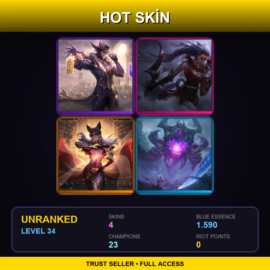 EUW | Lv34 | Unranked | 4 Skin | 23 Champ