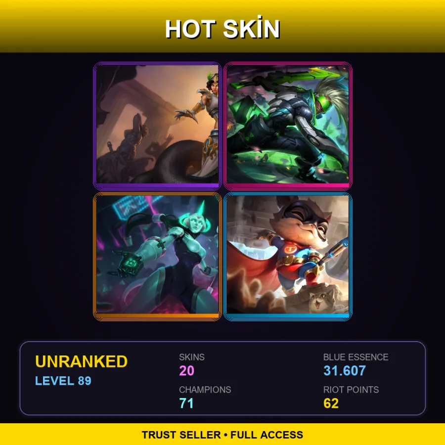 EUNE | Lv89 | Unranked | 20 Skin | 71 Champ — LoL account