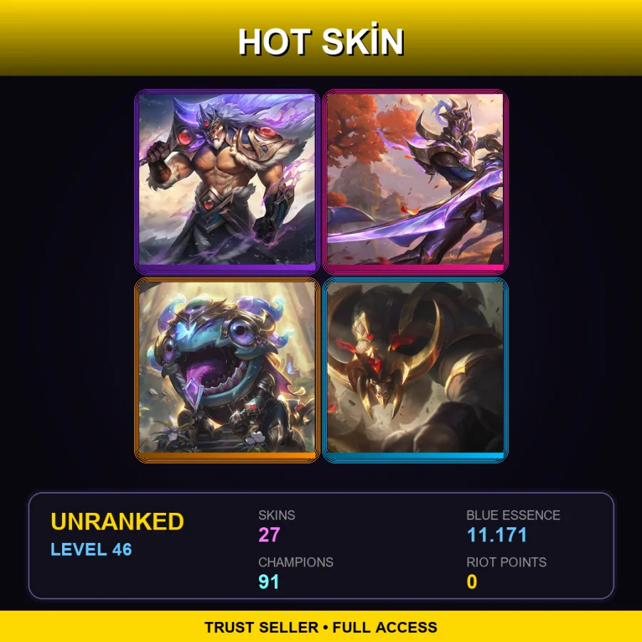 VN | Lv46 | Unranked | 27 Skin | 91 Champ
