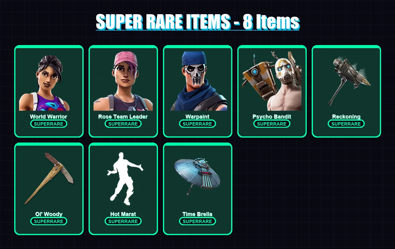 [PC/PSN] | World Warrior | Rose Team Leader | Warpaint | Psycho Bandit | Omegarok | 116 skin | 104 pickaxe | 132 emote | 114 glider | Lv1368 — Fortnite account