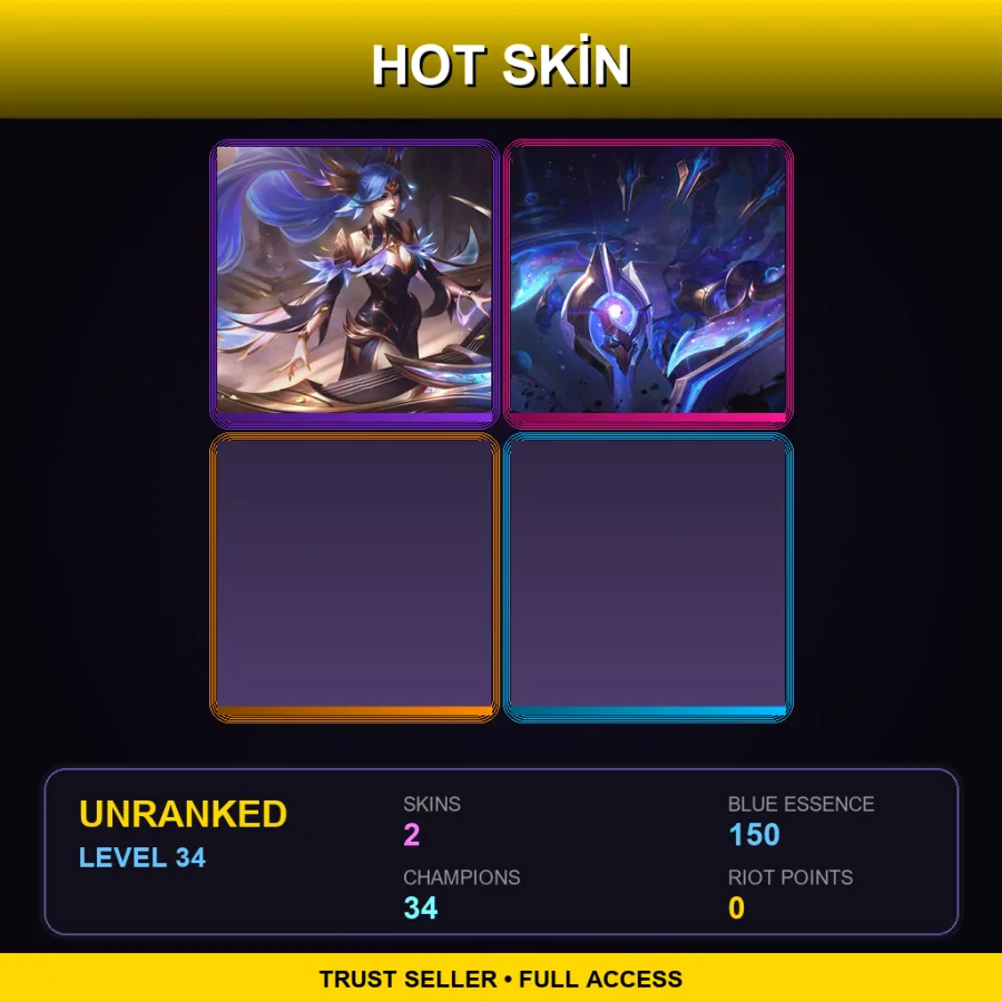 EUW | Lv34 | Unranked | 2 Skin | 34 Champ