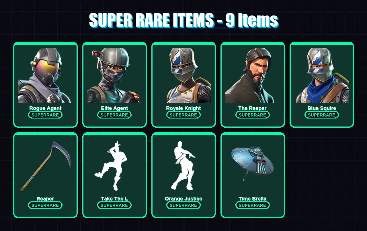[PC/PSN] | Rogue Agent | Elite Agent | Royale Knight | The Reaper | Blue Squire | 49 skin | 52 pickaxe | 60 emote | 52 glider | Lv842
