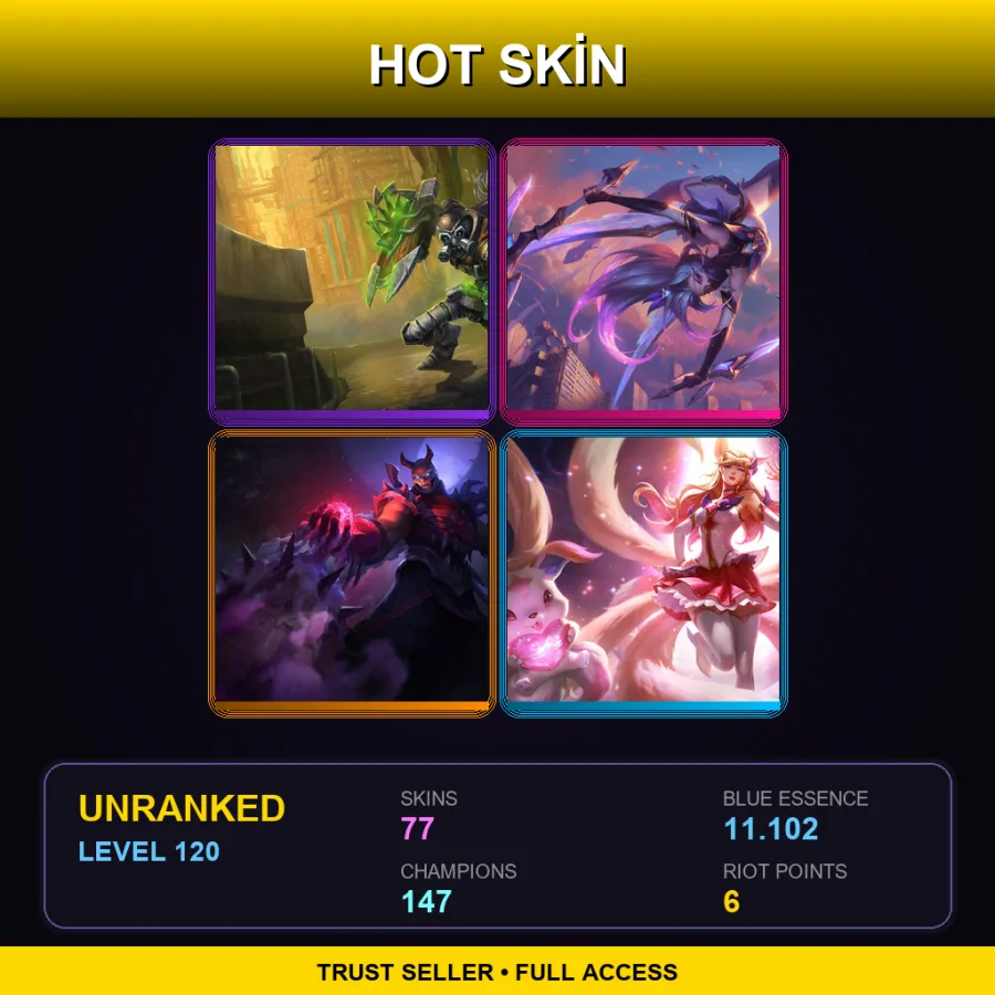 SG | Lv120 | Unranked | 77 Skin | 147 Champ