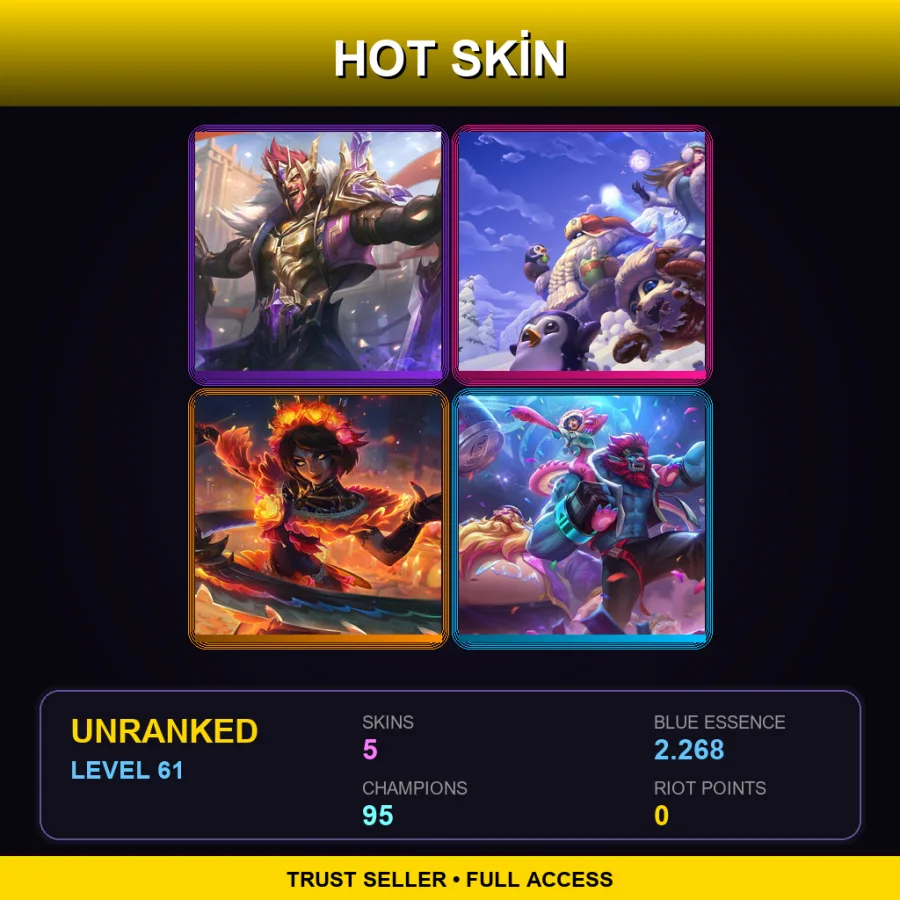 EUW | Victorious Draven | Snow Day Syndra | La Ilusión Qiyana | Music Fan Gragas | 5 Skin | 95 Champ | Lv61