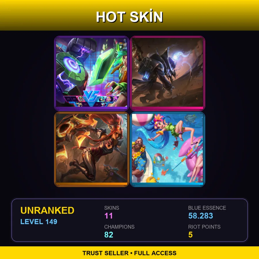 LAS | Lv149 | Unranked | 11 Skin | 82 Champ — LoL account