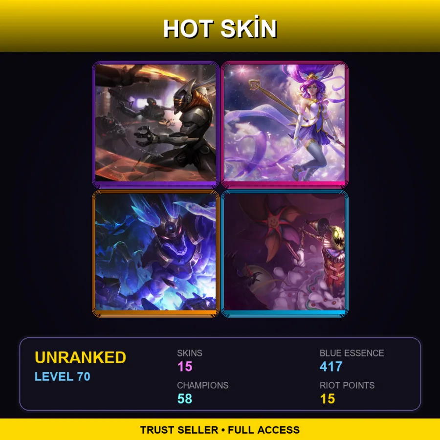 RU | Lv70 | Unranked | 15 Skin | 58 Champ