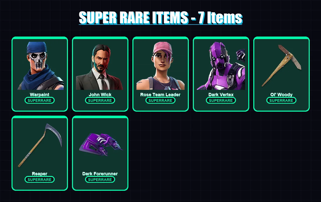 [PC/XBOX/PSN] | Warpaint | John Wick | Rose Team Leader | Dark Vertex | Fusion | 103 skin | 89 pickaxe | 105 emote | 72 glider | Lv1009