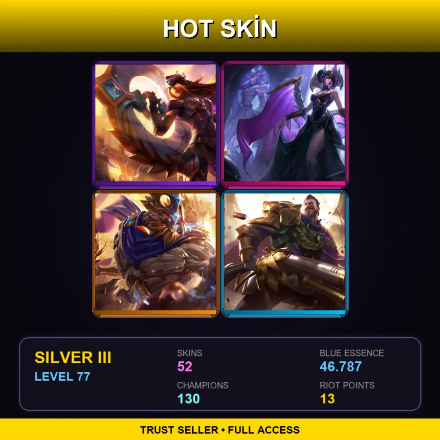 TR | Lv77 | Silver III | 52 Skin | 130 Champ