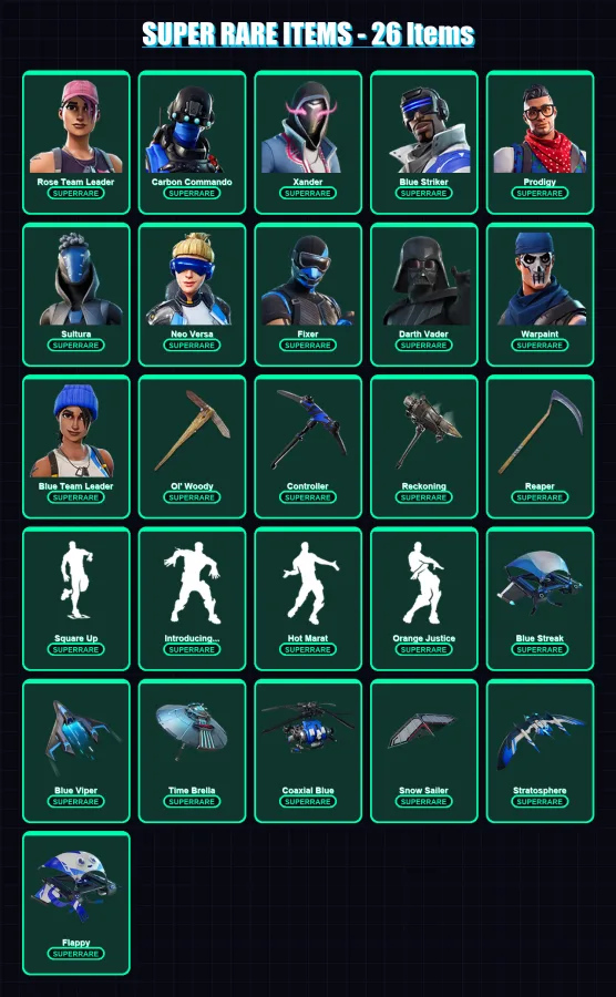 [PS4/PS5/XBOX/PC] | Rose Team Leader | Carbon Commando | Xander | Blue Striker | Prodigy | 281 skin | 273 pickaxe | 311 emote | 188 glider | Lv2317