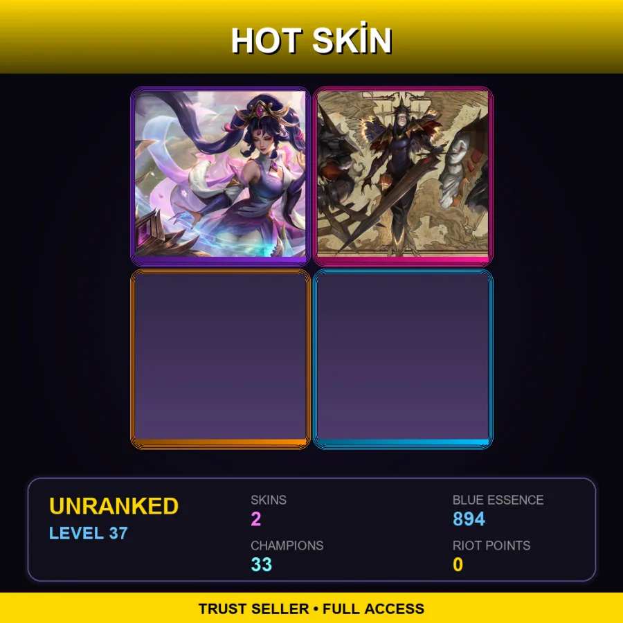 EUNE | Lv37 | Unranked | 2 Skin | 33 Champ — LoL account