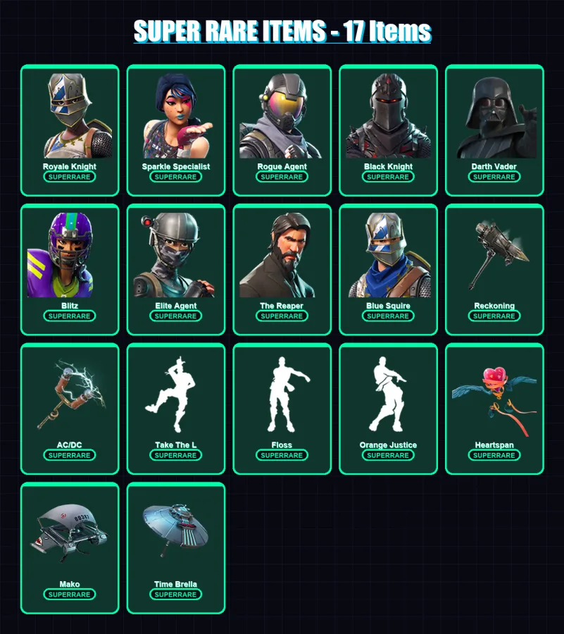 [PS4/PS5/XBOX/PC] | Royale Knight | Sparkle Specialist | Rogue Agent | 220 skin | Lv4386