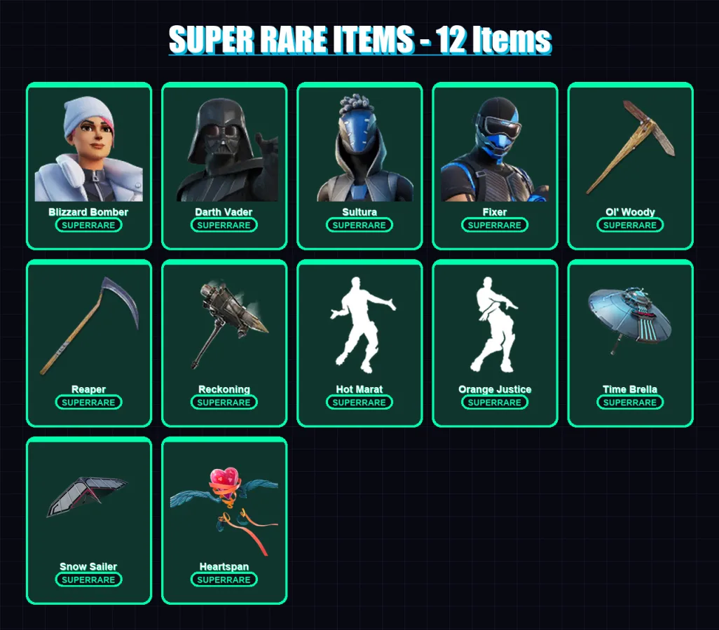 [PC/XBOX] | Blizzard Bomber | Darth Vader | Sultura | Fixer | Kado Thorne | 190 skin | 233 pickaxe | 212 emote | 213 glider | Lv3199