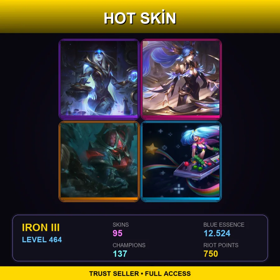 NA | Lv464 | Iron III | 95 Skin | 137 Champ — LoL account